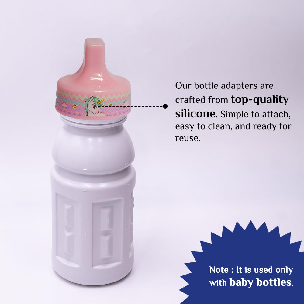 Refresh-a-Baby spout adapter attached to a standard bottle for easy on-the-go hydration.