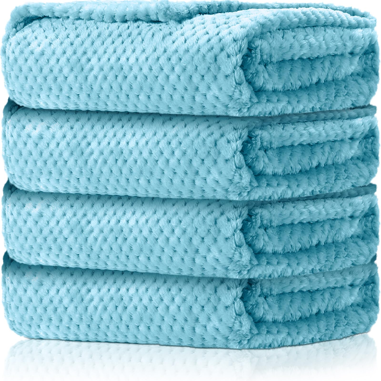 Reginary 4-pack fuzzy blankets in light blue, cozy 30x40 for nursery warmth.