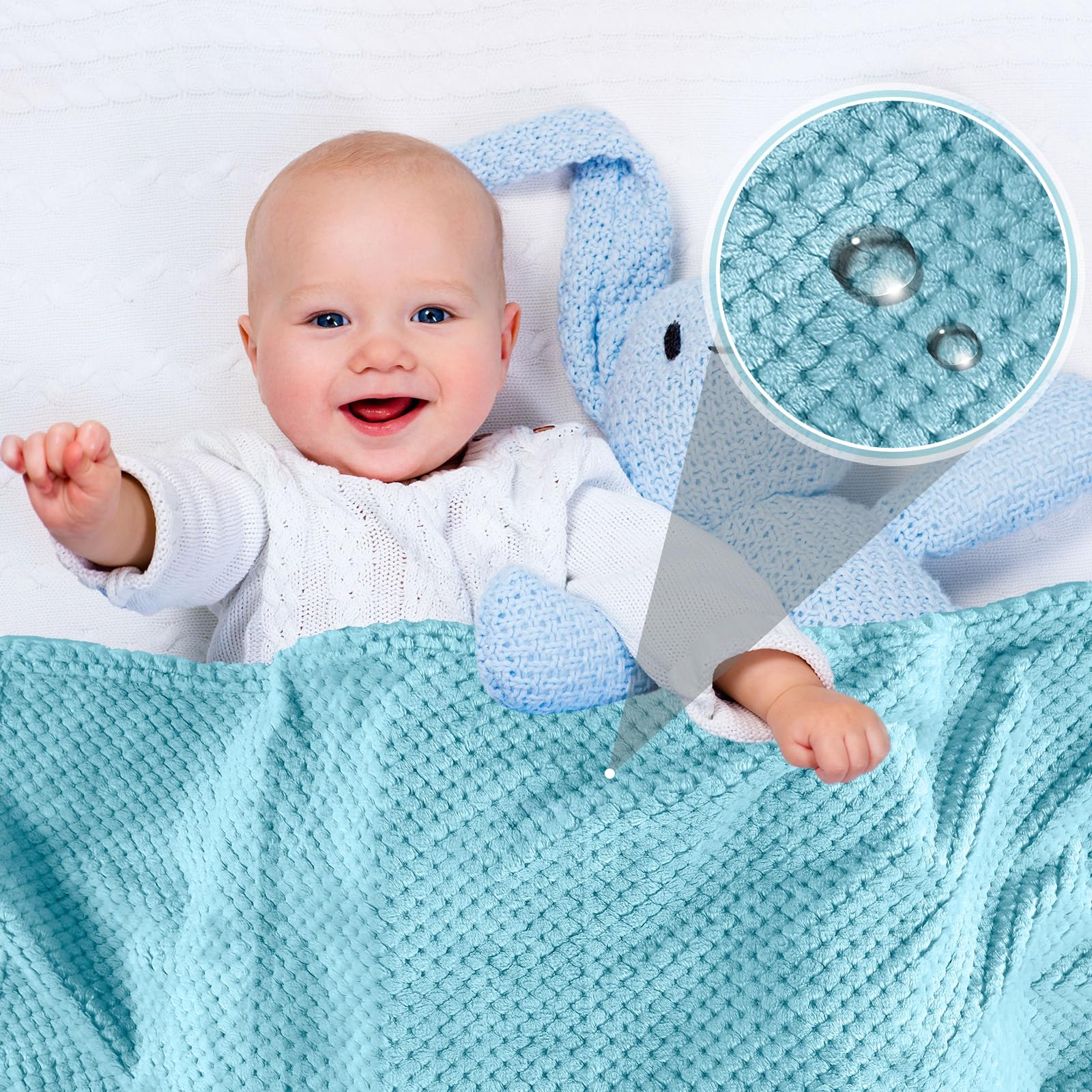 Reginary blanket on crib or sofa adds soft texture to nursery.