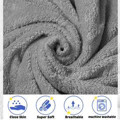 Reginary coral fleece towel gray 30x30 on beach or poolside, warm and quick-drying