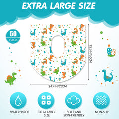 Reginary dinosaur seat cover unfolded fully provides generous coverage around the toilet for mess-free use.