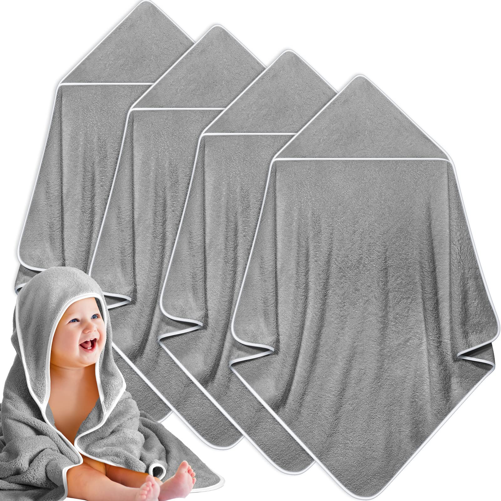 Reginary hooded towel gray folded after bath, cozy and ready for use