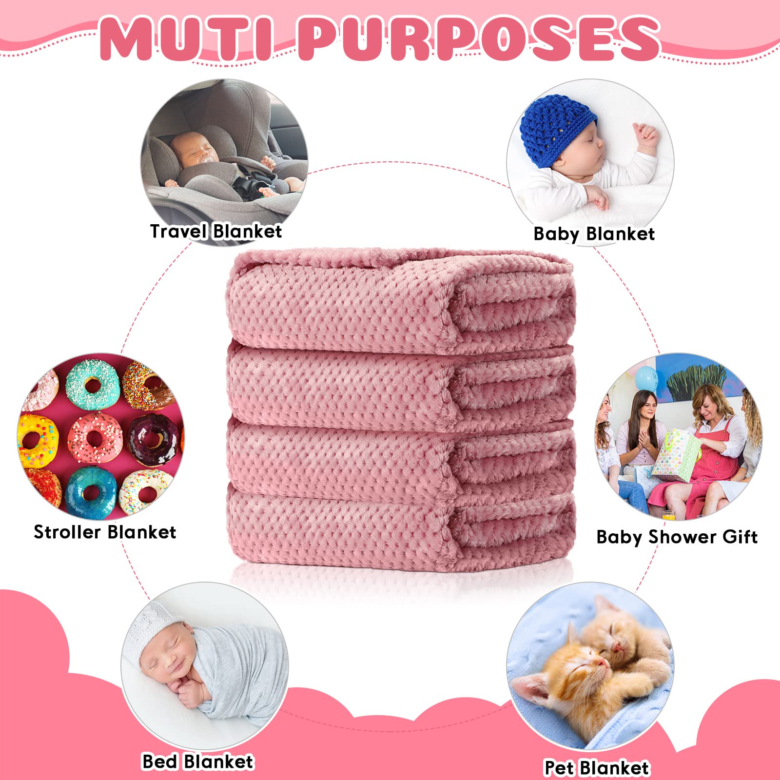 Reginary pink gift-pack baby blankets ideal for baby showers and gifts.
