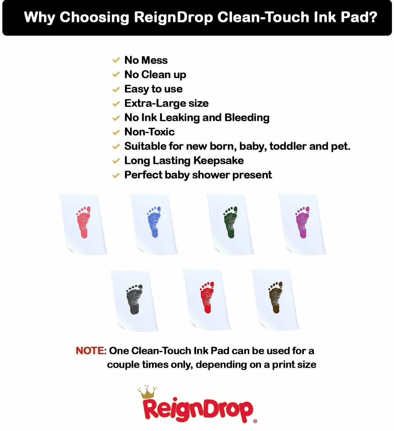 ReignDrop inkpad is baby-safe and pet-safe for home keepsakes.