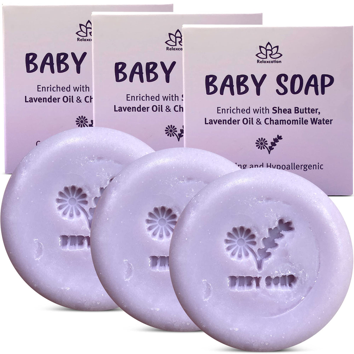 Relaxcation baby soap bar with lavender for gentle newborn cleansing