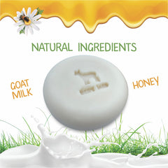 Relaxcation goat milk honey baby soap bar slice highlights natural ingredients and gentle cleansing.