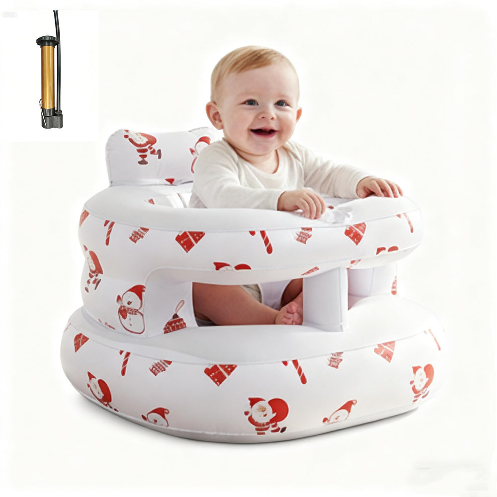 Relaxing Baby inflatable baby seat in white with cushioned support for comfy sitting