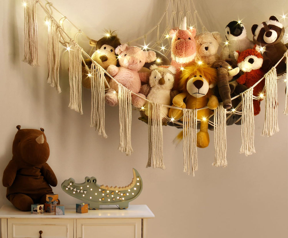 RelaxScene space-saving toy storage hammock frees floor space