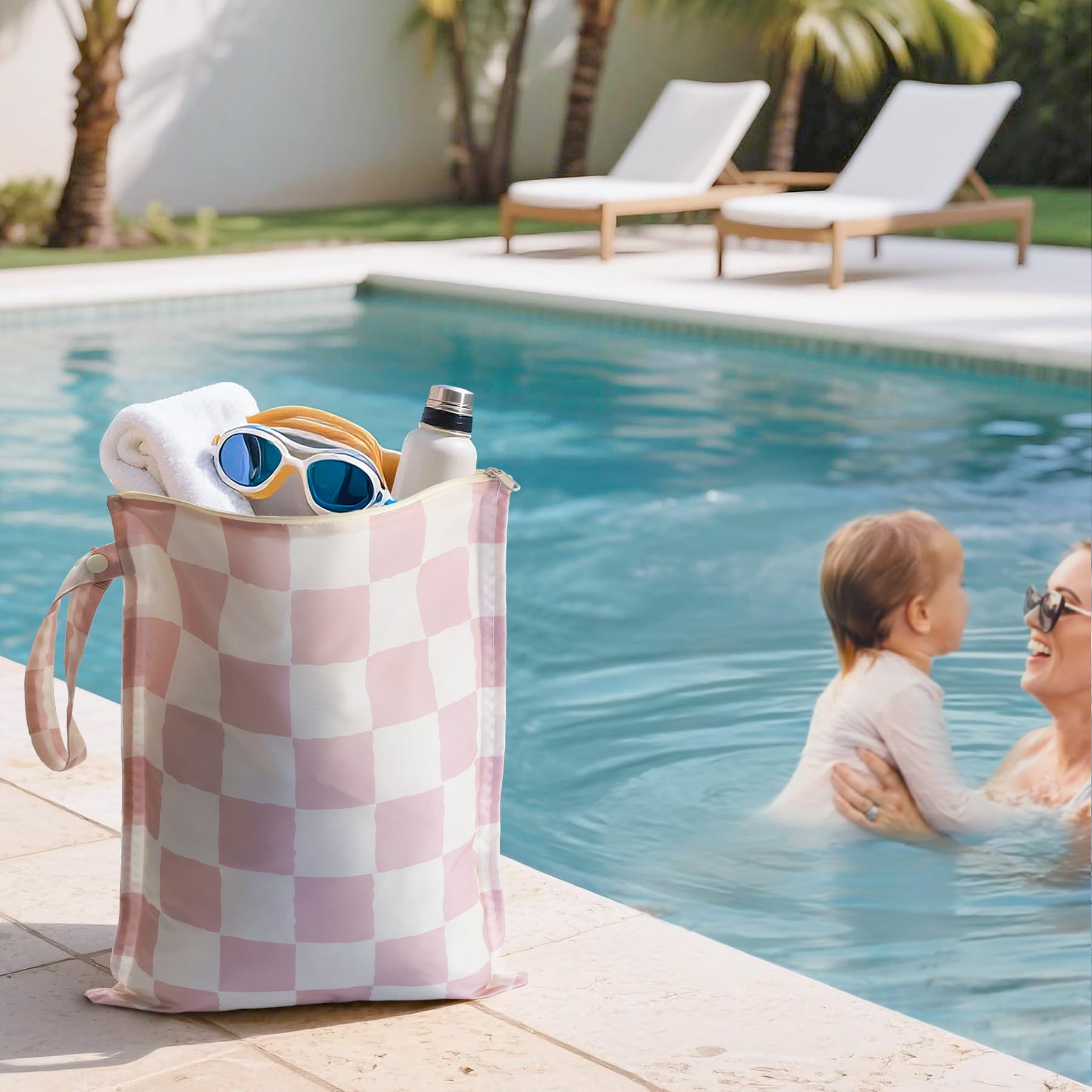 RelaxScene bag with hanging handle shown on stroller for easy access.