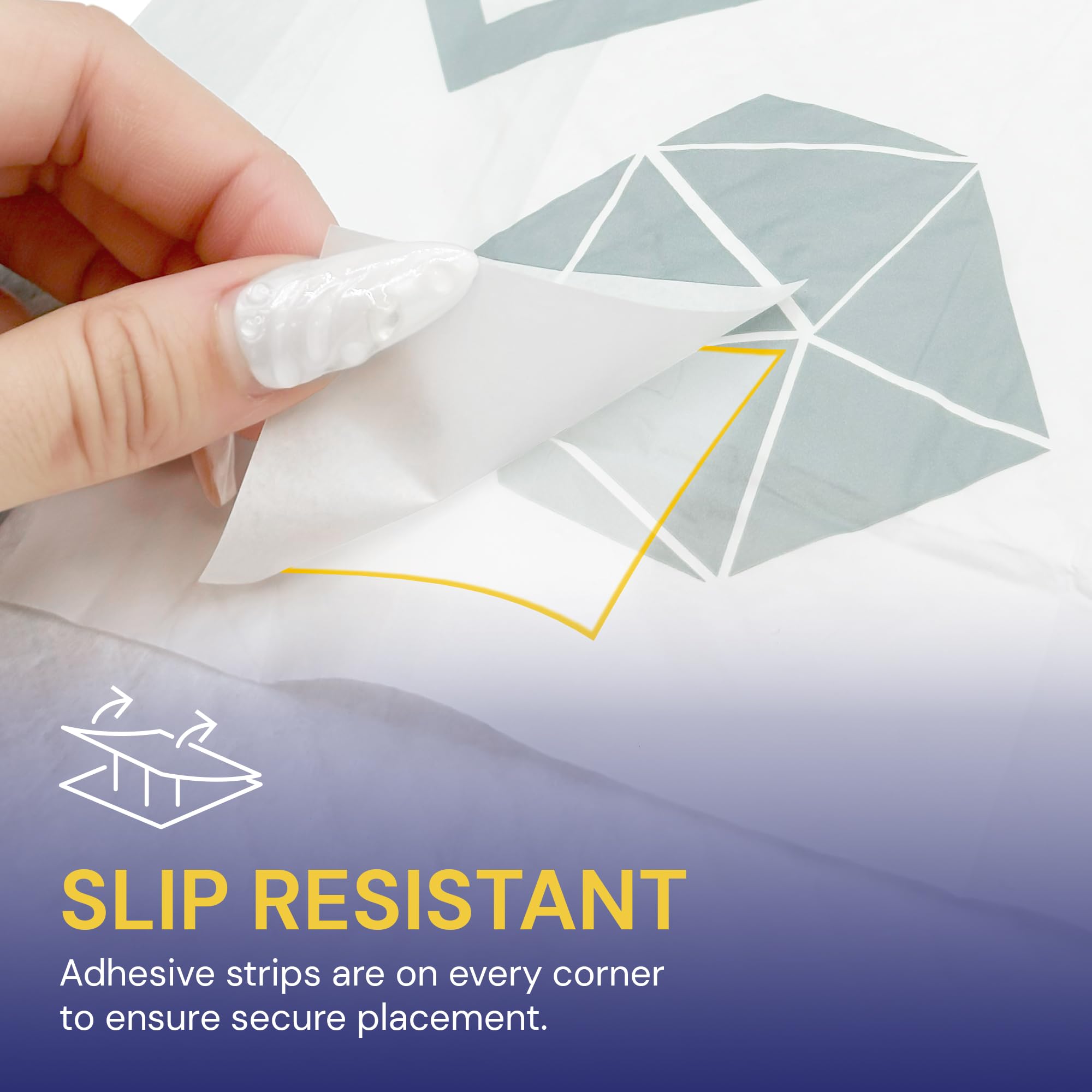 Reli bed pad cross-section highlights absorbent layers and quick drying.