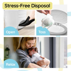 Reli easy replacement bags enable quick diaper disposal.