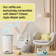 Reli diaper pail refill with powder fresh scent for pleasant changes.