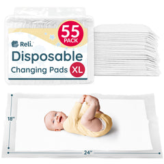 Reli disposable changing pad 18x24 top view for clean diaper changes