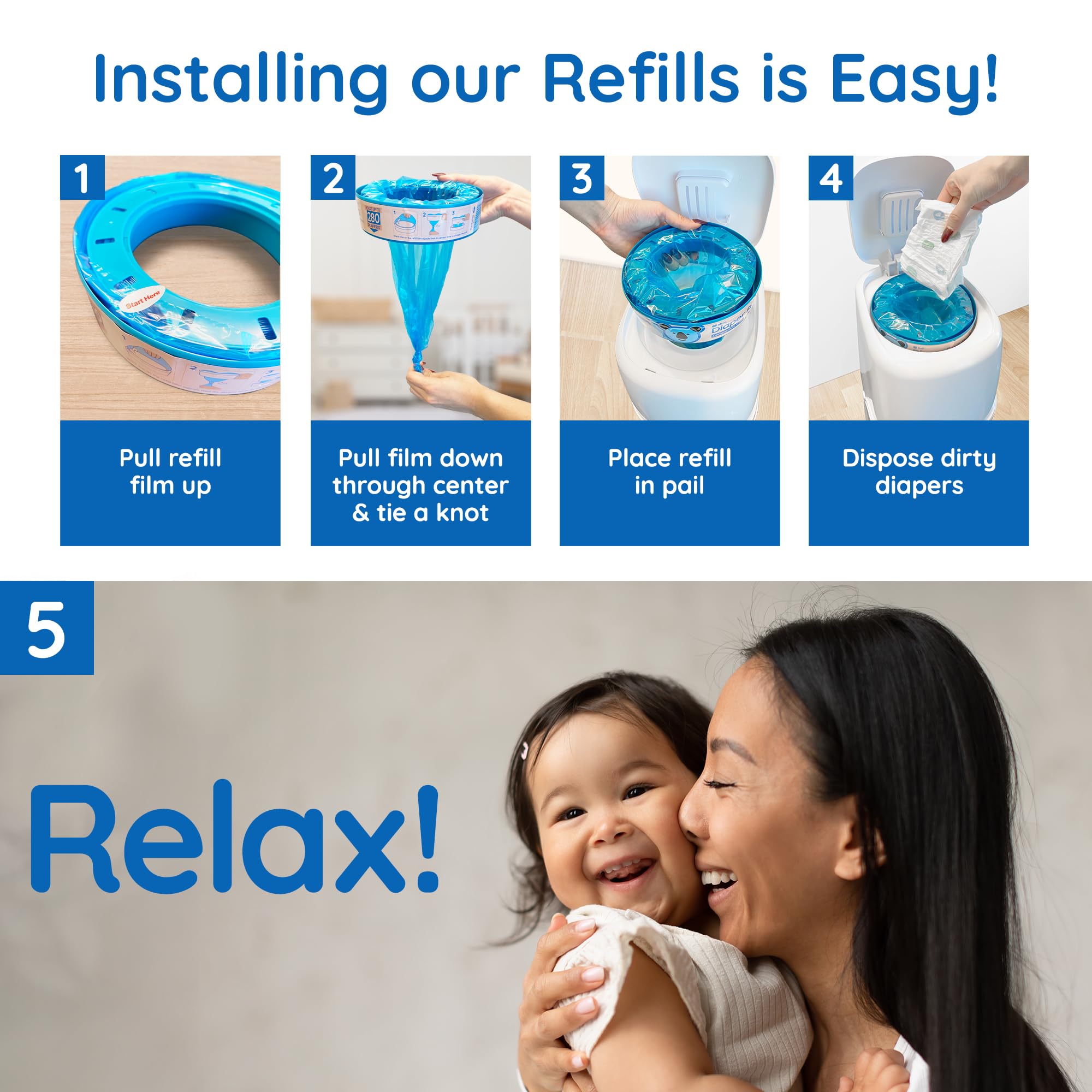 Reli odor-blocking-multi-layer design reduces odors between changes.