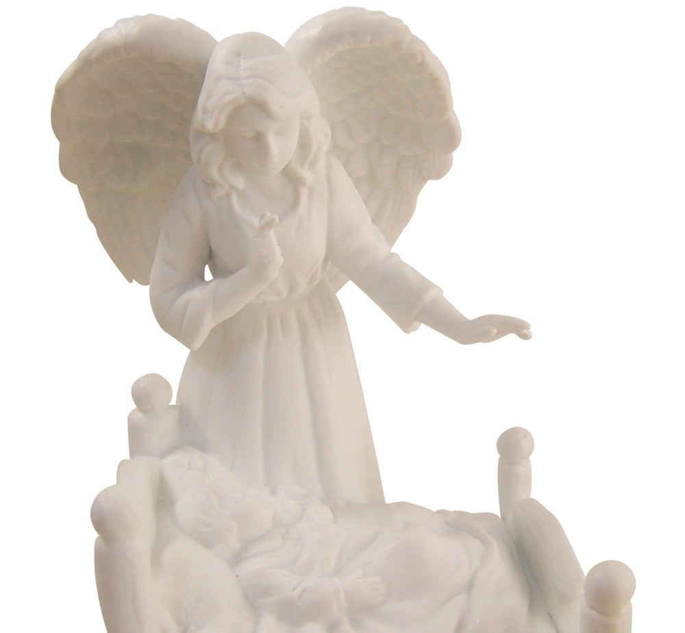 Religious Gifts guardian angel nightlight porcelain detail, ideal bedside light for nursery.