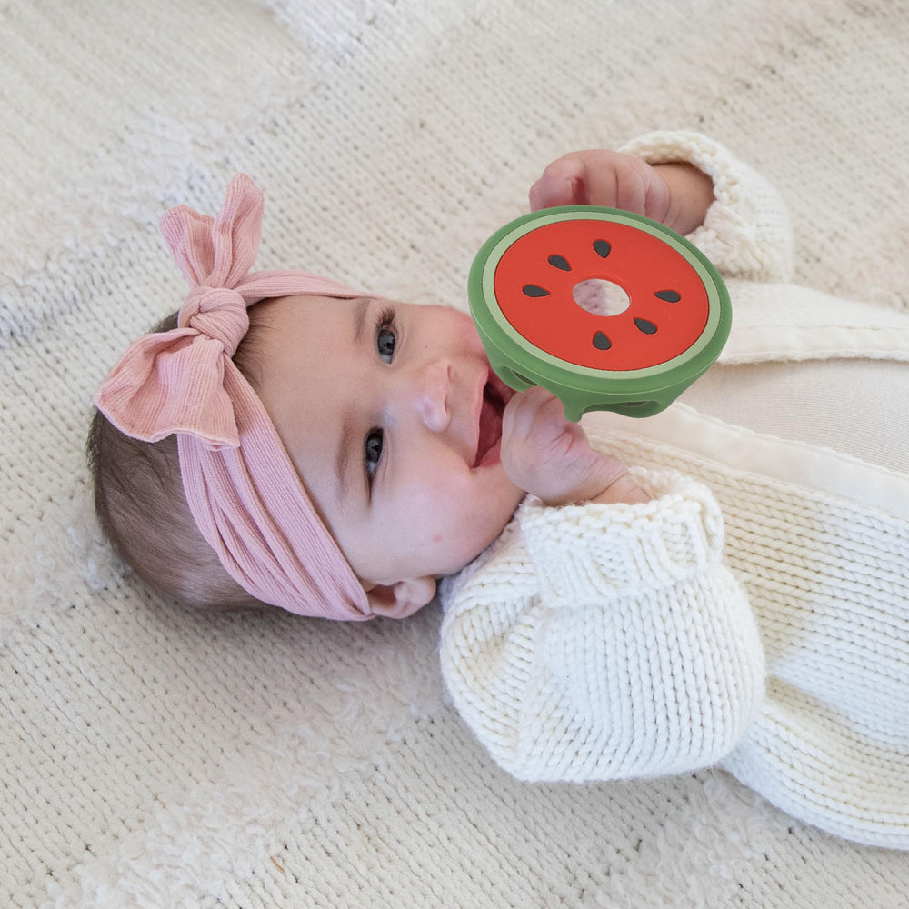 Relive food-grade silicone teether, safe chewing for teething sessions.