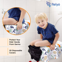 Relyo seat covers fit standard, elongated, and XL seats for universal coverage.