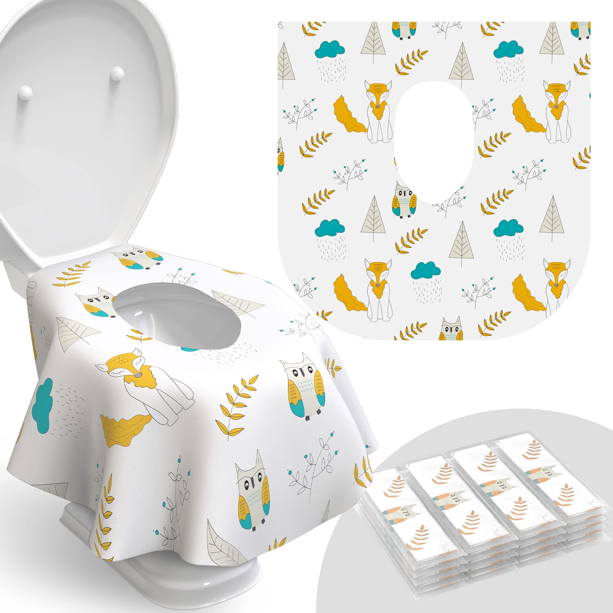 Relyo Owl-pattern toilet seat covers provide full coverage with a kid-friendly design.