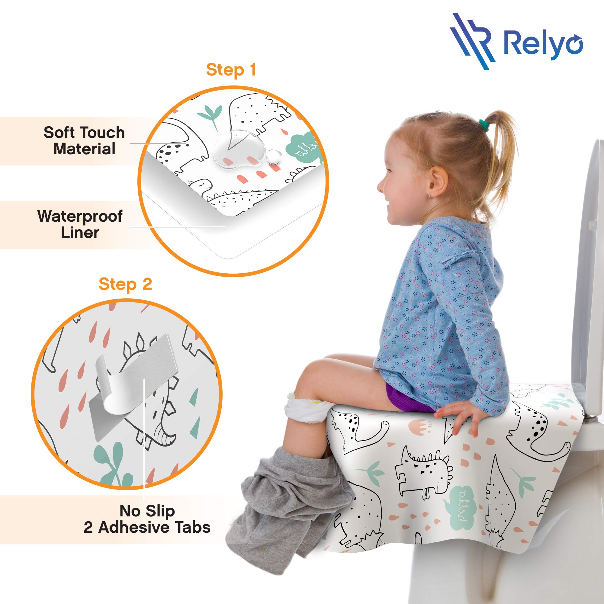 Relyo waterproof liner with soft-touch surface protects skin on public toilets.