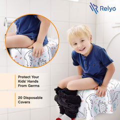 Relyo extra-large fit covers standard, elongated, and XL toilet seats.