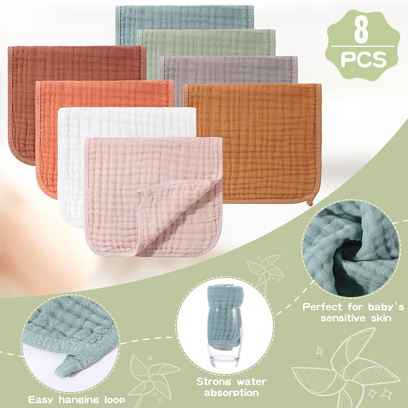 Remagr soft cotton burp cloths folded, ready as a gentle washcloth.