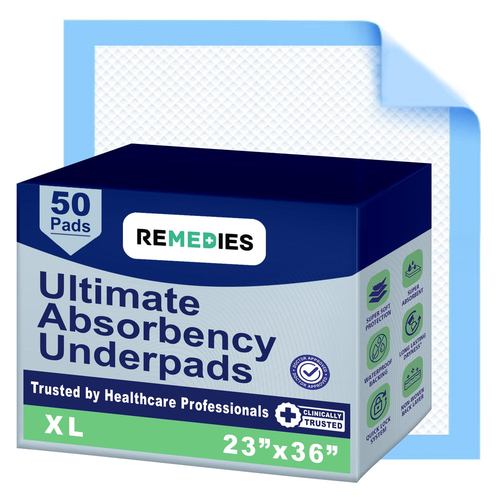 Remedies bed pad absorption layer demonstrates strong liquid uptake for beds and chairs.