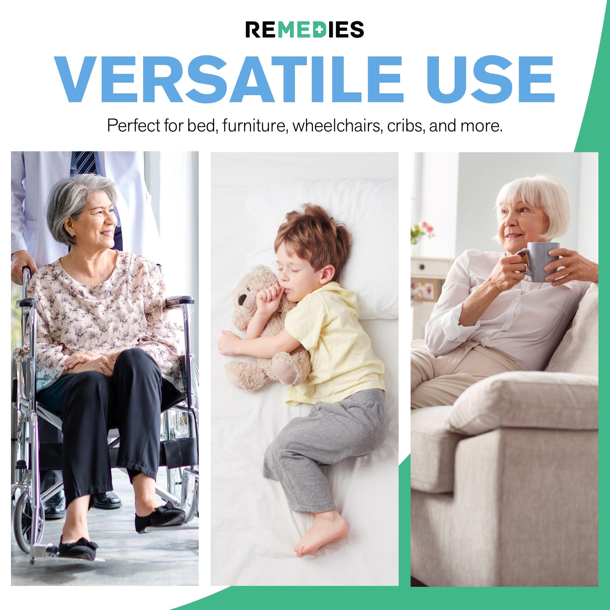 REMEDIES underpad reinforced moisture barrier edge for protection