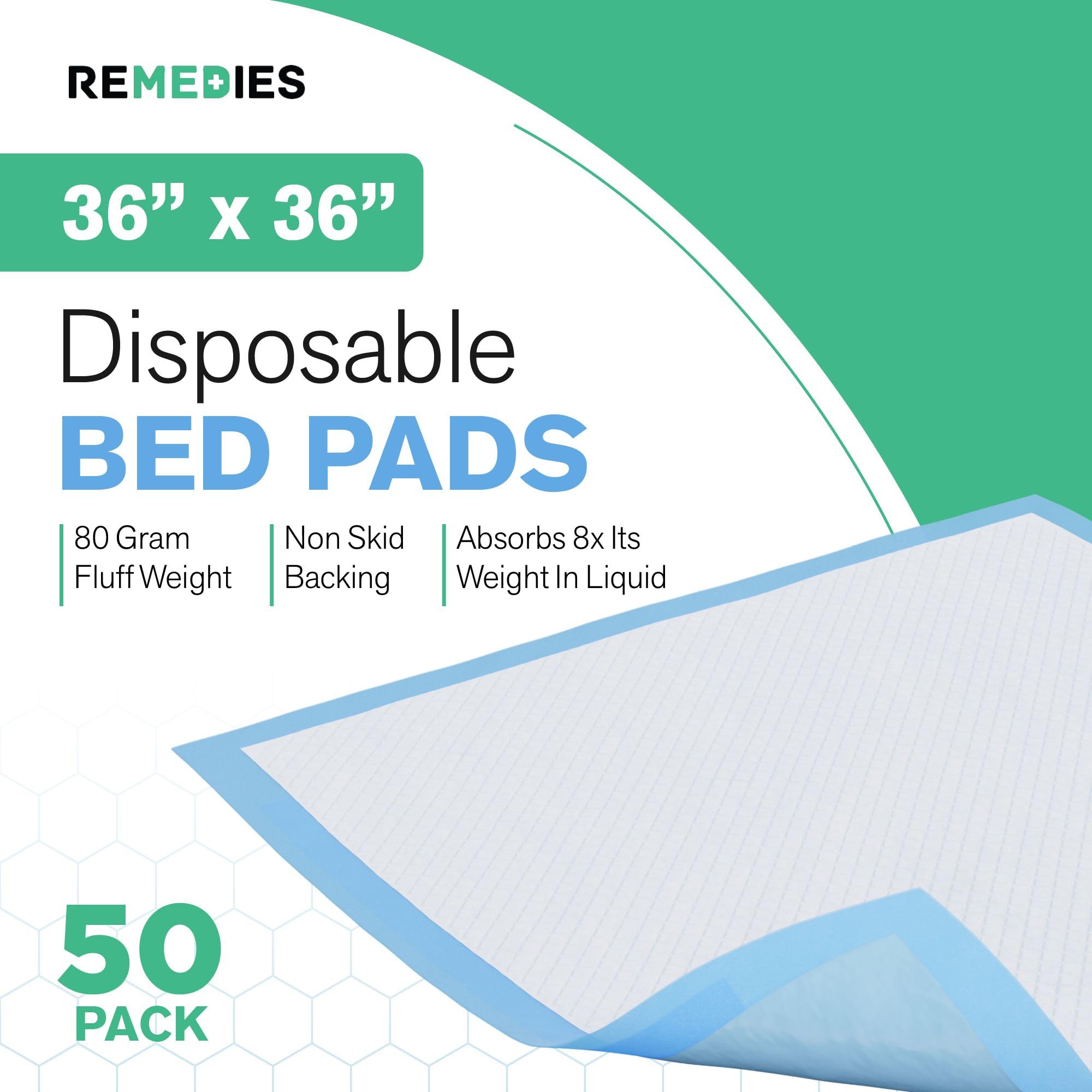 Remedies extra large bed pad moisture barrier edge reduces leaks and stains.