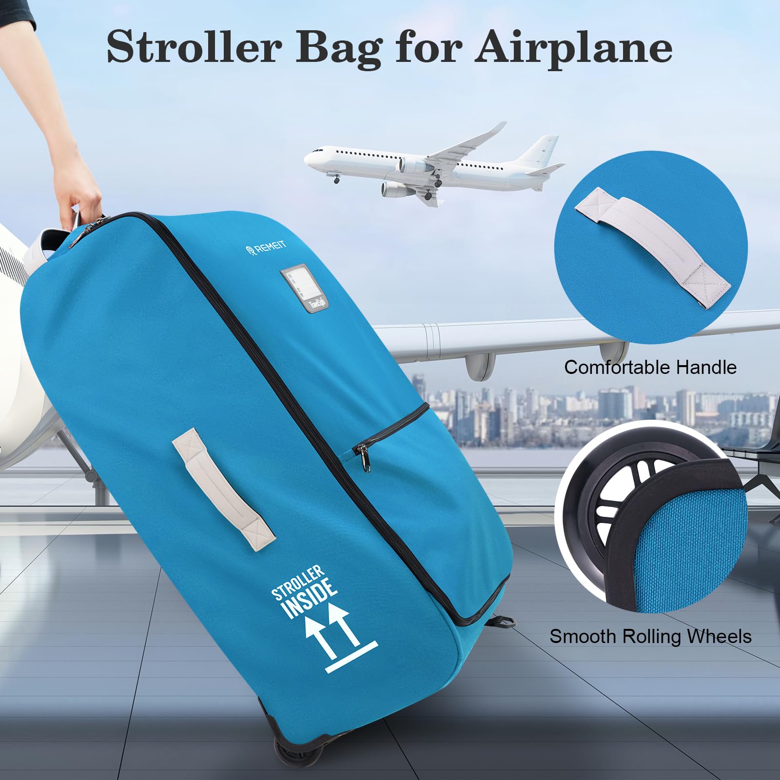 REMEIT Stroller Bag blue color adds visibility