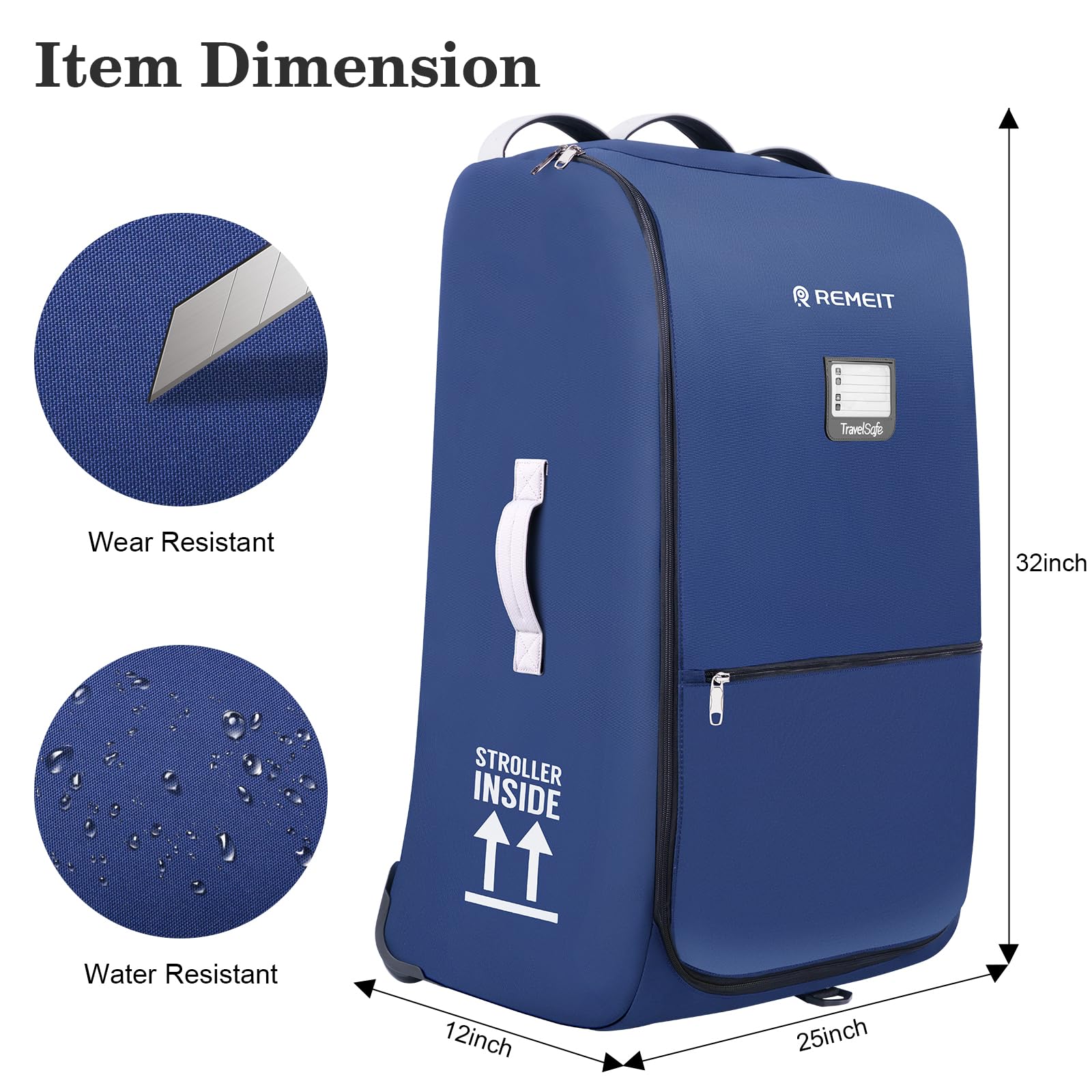REMEIT durable stroller bag protecting an UPPAbaby Vista on the go.