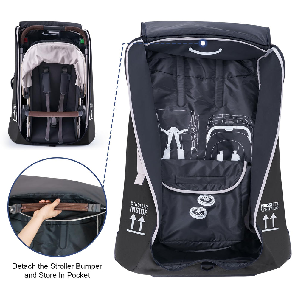 Front luggage tag pocket on REMEIT bag for quick recognition at the gate.