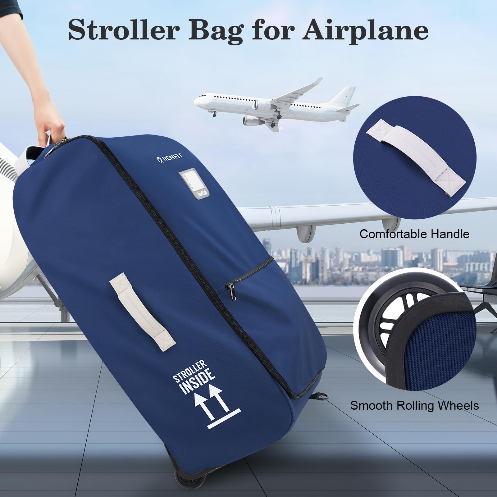 REMEIT travel bag with multiple handles for comfortable carrying options.