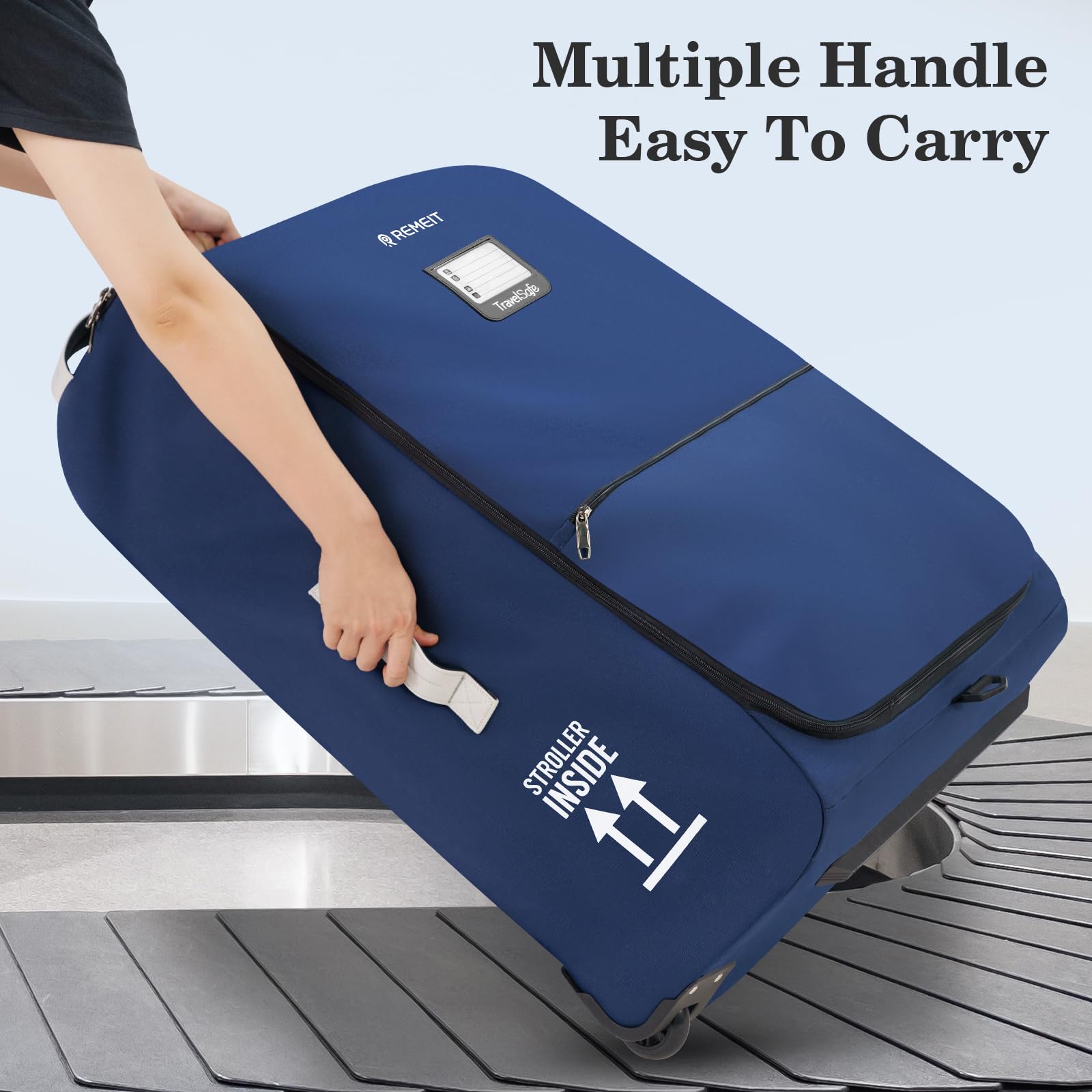 REMEIT navy stroller bag for organized, protected travel.