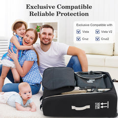REMEIT stroller bag for UPPAbaby Vista V2, enables easy wheeled transport.