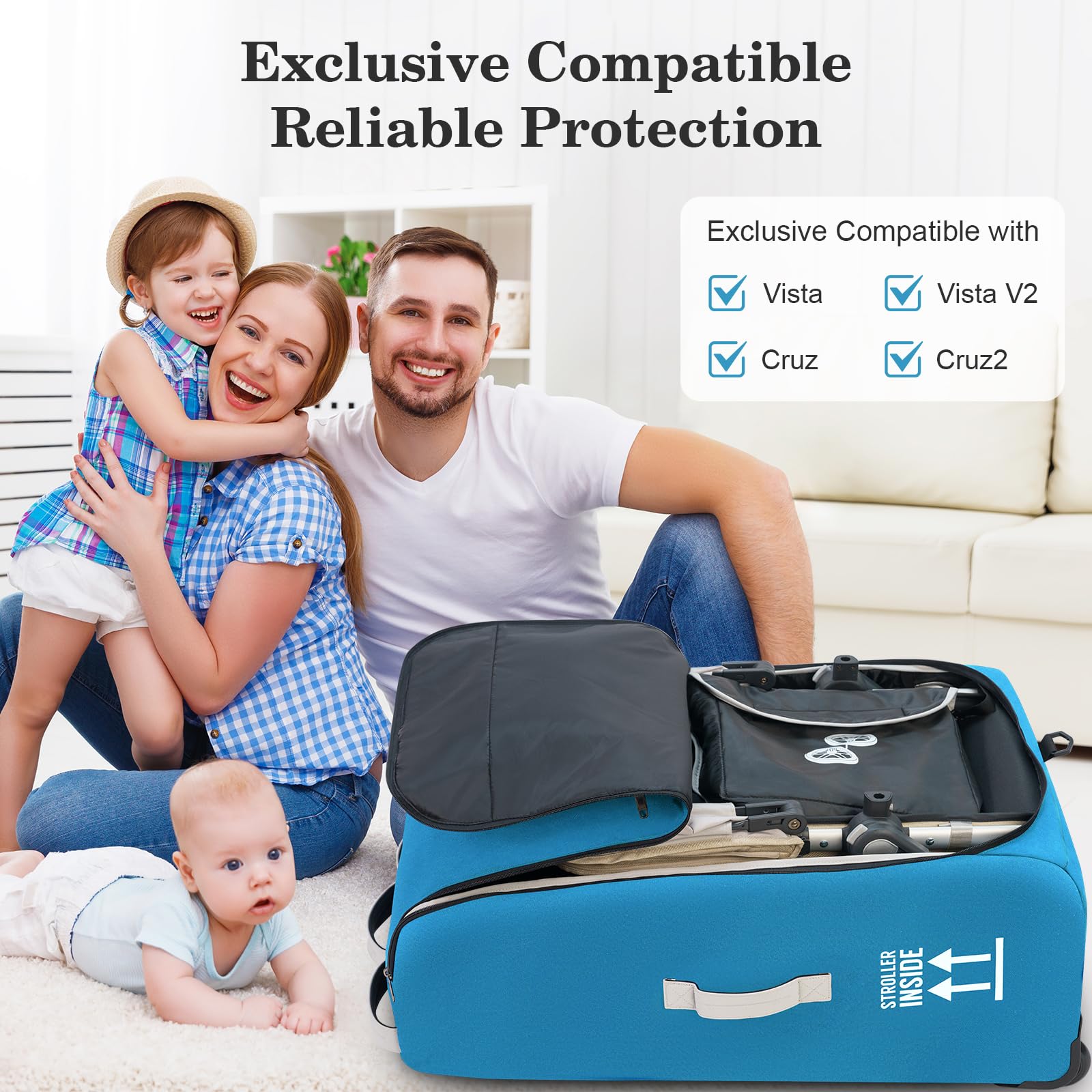 REMEIT Stroller Bag wheel pocket protects wheels during transit