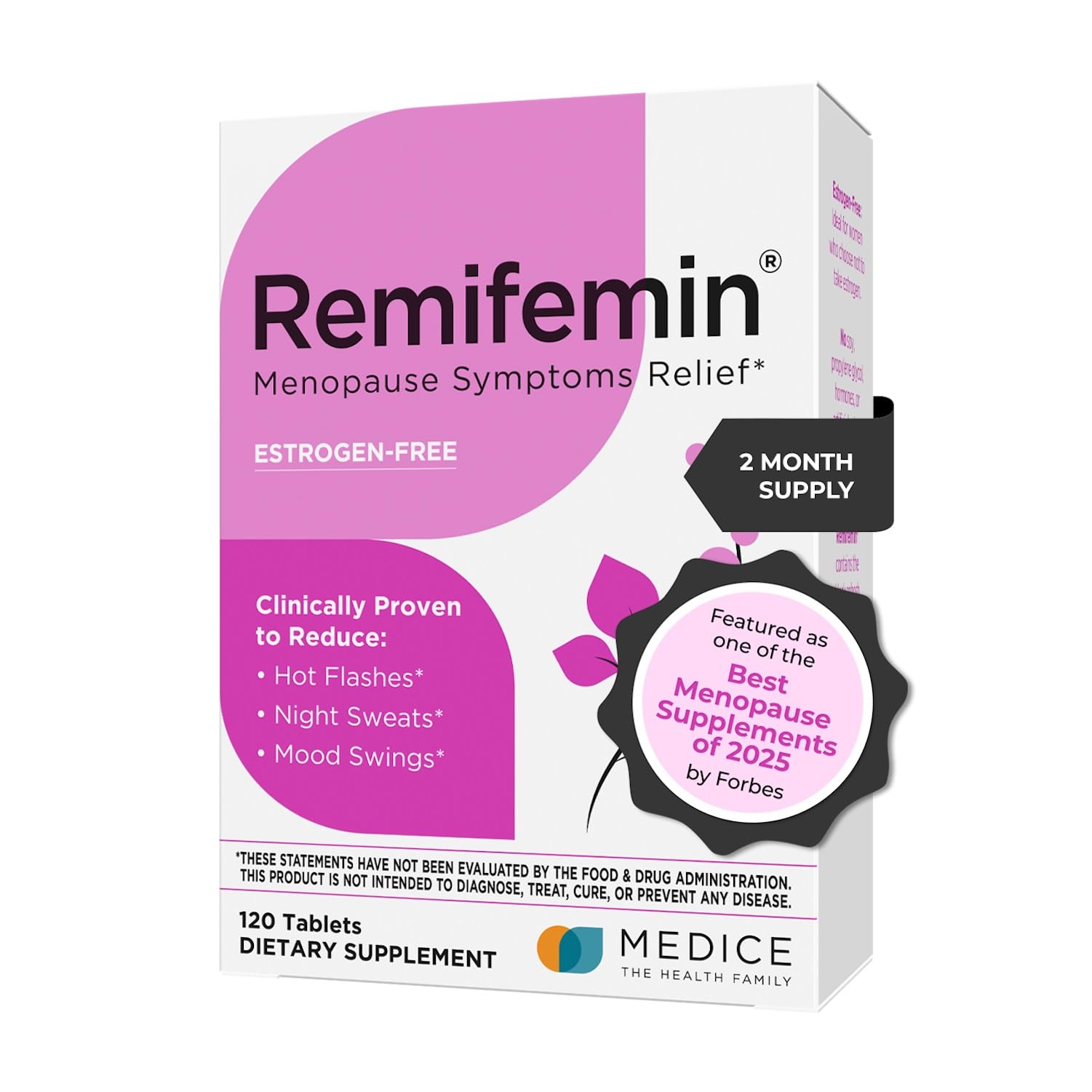 Remifemin bottle front view showing hormone-free menopause support packaging.