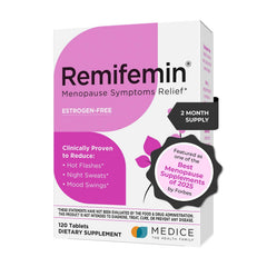 Remifemin bottle front view showing hormone-free menopause support packaging.