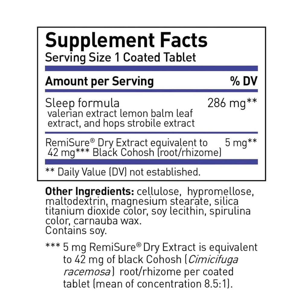 Remifemin Good Night bottle beside a calm bedtime scene for restful sleep support