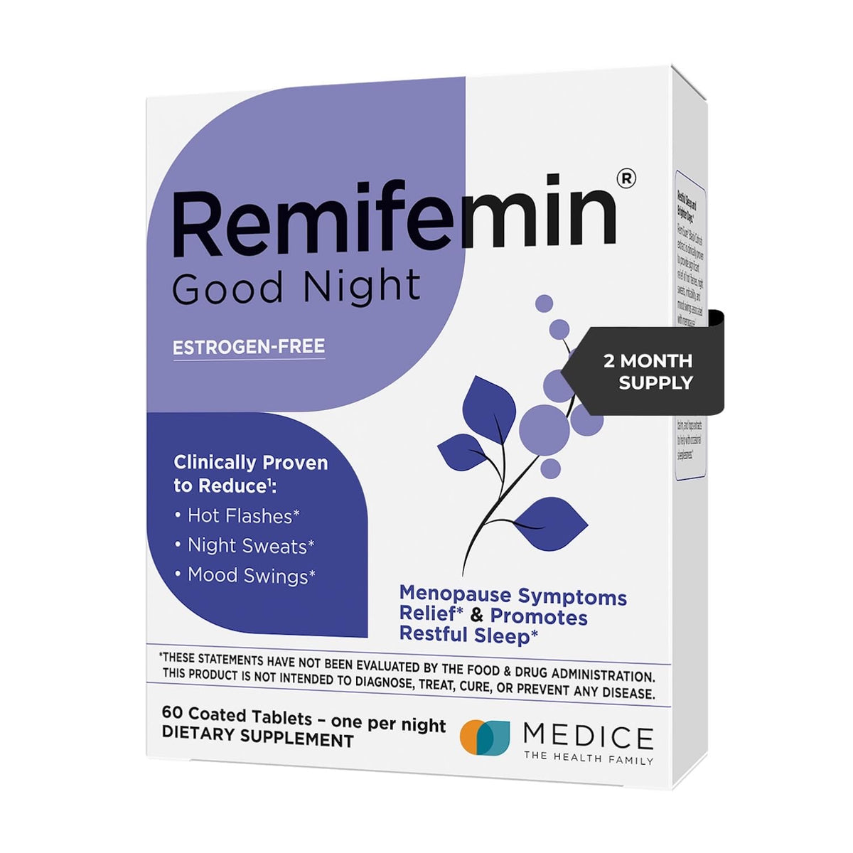Remifemin Good Night bottle closeup showing tablets for nightly sleep support