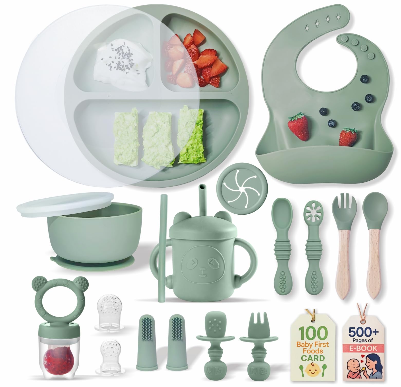 Remonda 23-piece feeding set shown for easy self-feeding at mealtimes.
