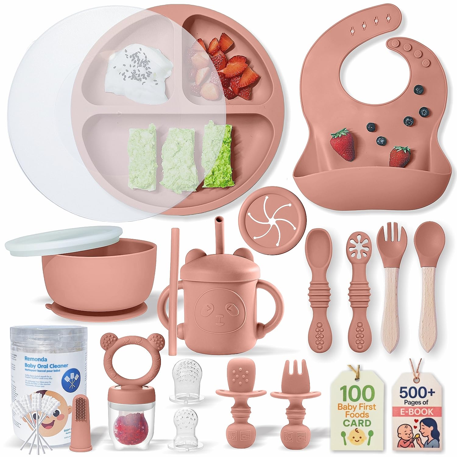 Remonda 23-piece baby feeding set arranged for self-feeding exploration