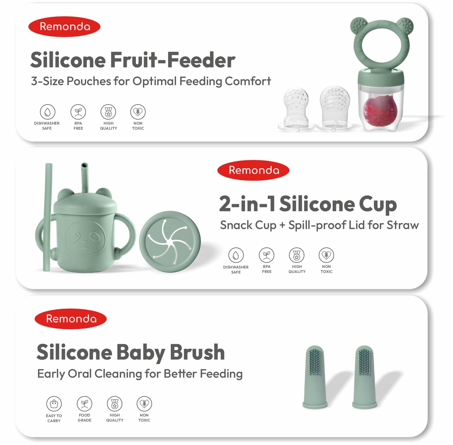 Remonda ergonomic baby utensils sized for tiny hands.