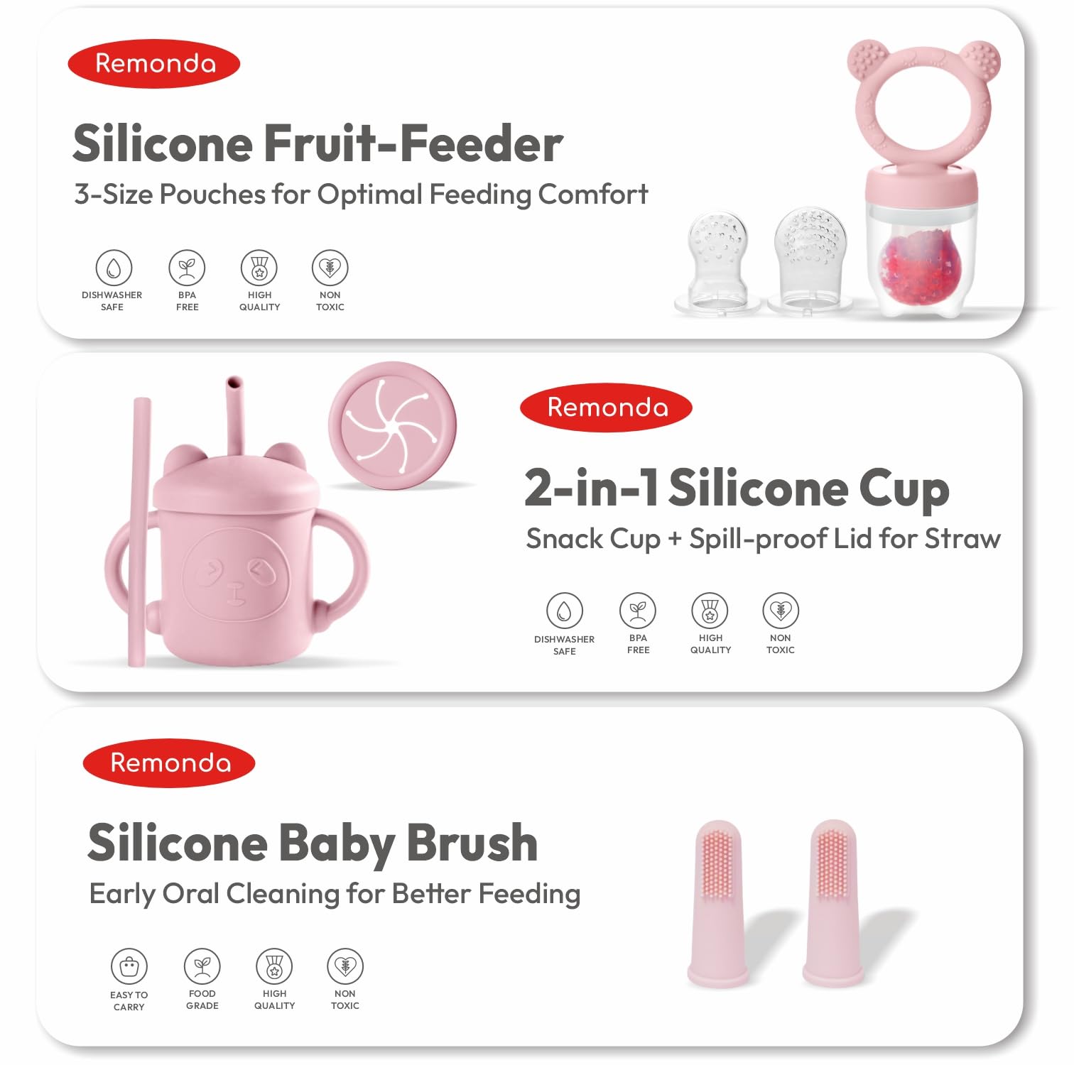 Remonda dishwasher-safe silicone set for convenient cleaning after busy mealtimes