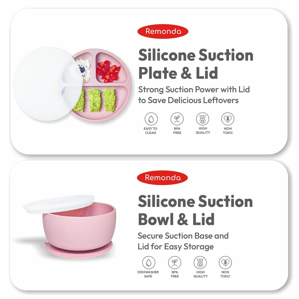 Remonda extra-large suction base helps minimize tipping during meals