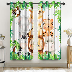 Renaiss safari animal curtains brighten kids' room with playful jungle motif and blackout shading.
