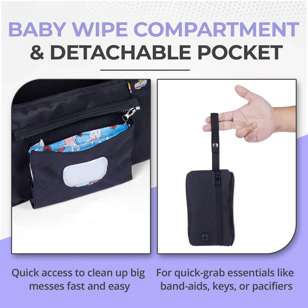 Renaissance Baby detachable front pocket for wipes and small tools