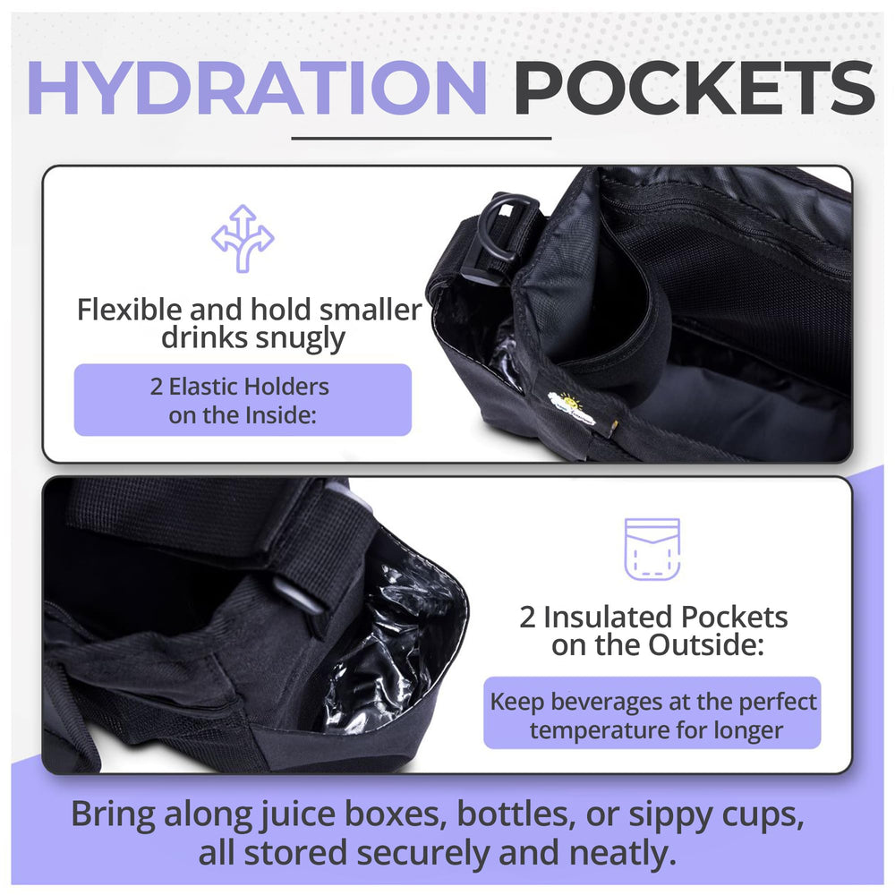 Renaissance Baby external insulated pockets keep drinks at the right temperature
