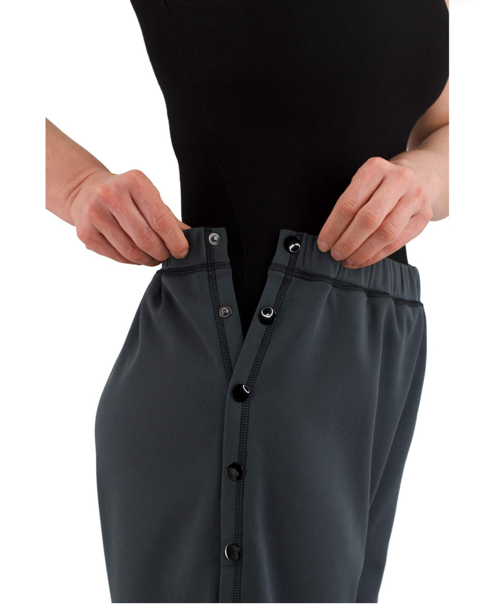 Renova Medical Wear tearaway shorts grey elastic waistband close-up, flexible fit