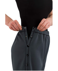 Renova Medical Wear tearaway shorts grey elastic waistband close-up, flexible fit