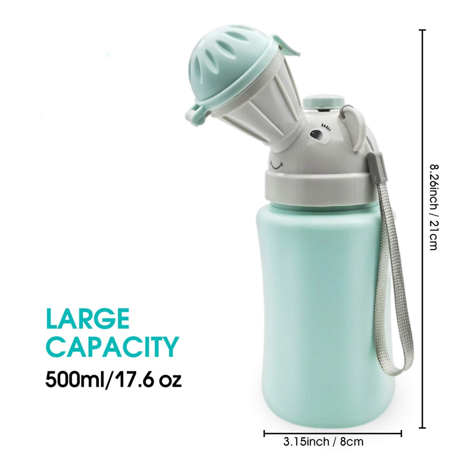 RENYIH travel potty blue lid closed, shows leak prevention in travel scenarios.